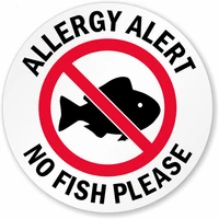 custom allergy alert no fish please logo sticker self adhesive sticker paper waterproof easy remove security sticker printer