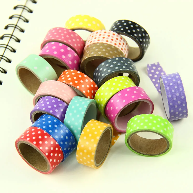 

1PC Candy Color Polka Dots Masking Tape Washi Packing Adhesive Tape Stationery Decorative Washi Tape Multicolor Random