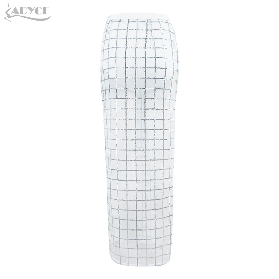 Женская длинная облегающая прозрачная юбка Adyce черные белые вечерние сетчатые