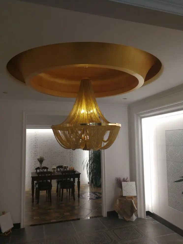 Люстра с французской алюминиевой цепью и кисточкой винтажный потолочный