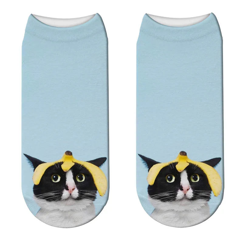 002 Rubu новые весенне-летние носки для женщин Kawaii Cat 3D печать лодыжки носки унисекс Мужские Meias женские смешное искусство короткие носки 7S-ZWS20 - Цвет: 002