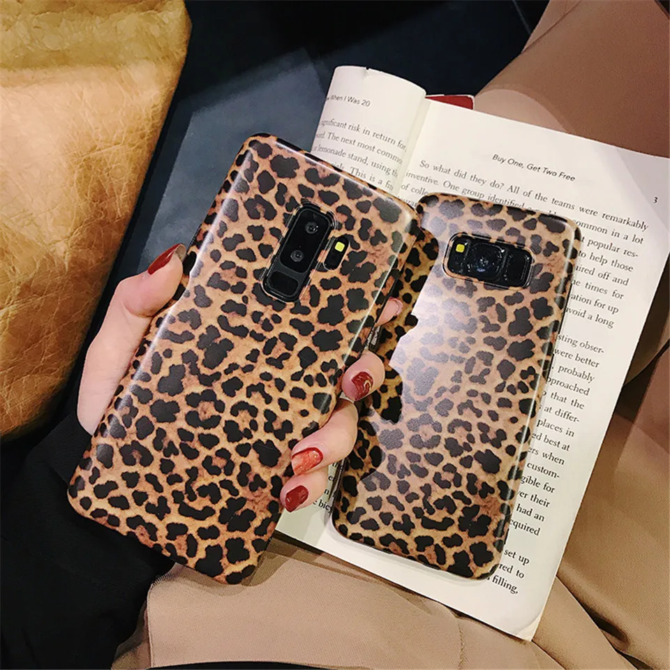 Fashion Leopard Print Phone Case For Samsung Galaxy S8 S8plus S9 Plus NOTE 8 9 Luxury Soft Cover With Lanyard |