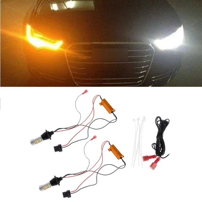 1 пара BAU15S 42 светодиодный 2835 SMD 50 Вт и 2 шт./компл. T20 7440 двухцветный переключаемый