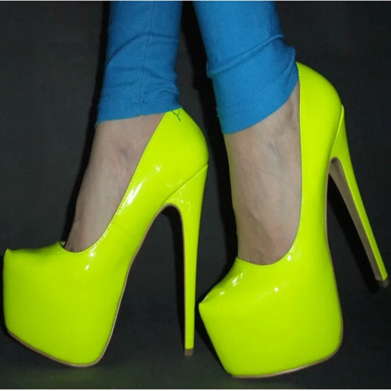 GOOGLORON, женские туфли на высоком каблуке, из лакированной кожи, туфли на высоком каблуке 15 см, с круглым носком Размер: 34-45