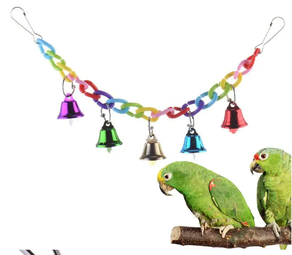 32 см акриловый попугай игрушки Птица колокольчик кольцо Подвесные качели для