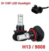 1 set h13 9008 s1 csp led headlight slim conversion kit 50w 8000lm fanless all in one seoul y19 chips white 6000k lamps bulbs