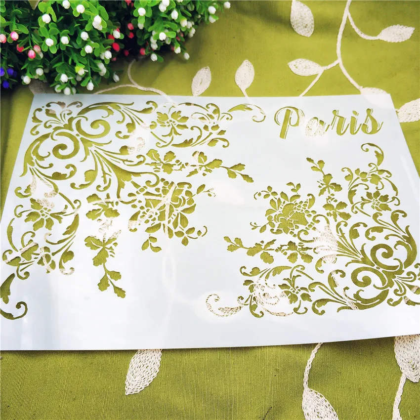 Трафарет для скрапбукинга с цветущими цветами пластиковая защитная плёнка