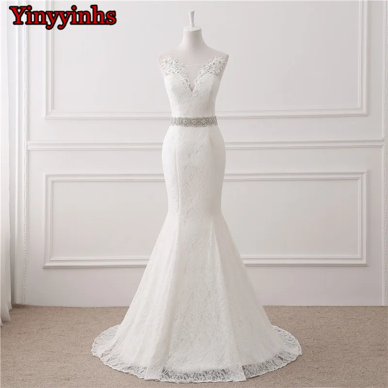 Свадебные платья, Vestidos de novia, прозрачные, с коротким шлейфом, Кружевная аппликация, дешевые свадебные платья, сделанные по заказу, размер - Цвет: Ivory