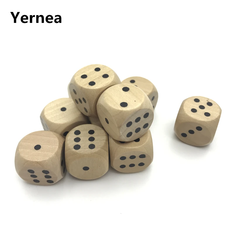 

New High-quality 6Pcs 20mm Wooden Dice Solid Wood Rounded Corner Drinking Dice Children Interesting Teaching Point Dice Set