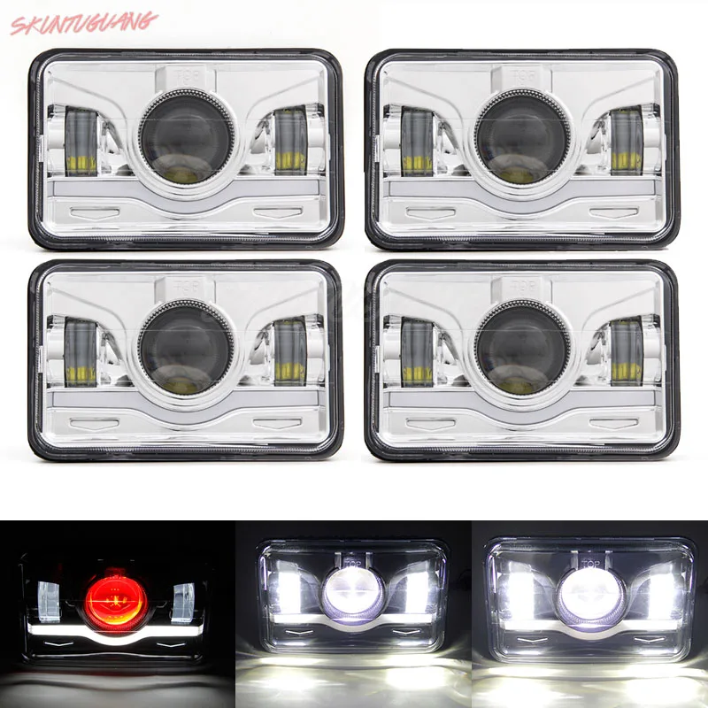 

4PCS 4x6" LED Square Headlight 45w DRL Trucklight High Low Beam Replacement Projector Lamp Offroad Driving Light For Ford Trucks