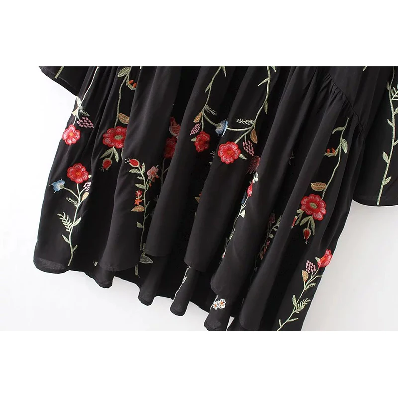 IEASYSEXY 2017 Осенняя Мода Марка Цветочные Вышитые Мини Платья Женщин Шею Длинными