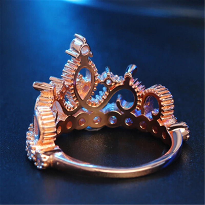 Принцесса Корона Кольца для женщин AAA кубический цирконий микро проложить