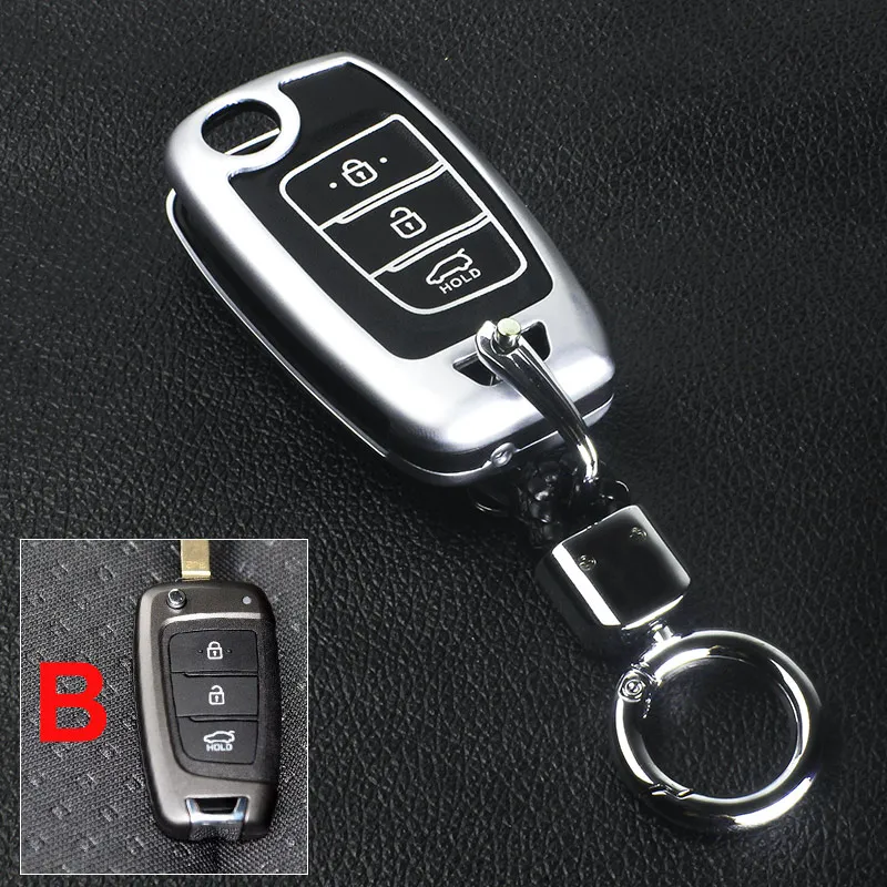 Цинковый сплав+ светящийся чехол для дистанционного ключа для hyundai i30 Ix35 Solaris Azera Elantra величие Ig акцент Santa Fe - Название цвета: B Silver