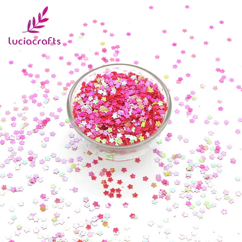 Red 20g Lucia crafts 10 г/20 г 3 мм в форме цветка хлопья блестки радуга блесток свадебные/вечерние/ногтей/одежды конфетти DIY украшения D0111 - Цвет: Red 20g