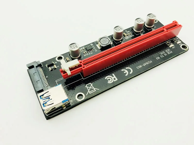 10 шт. высокое качество VER 011C Райзер PCI-E PCIe удлинитель PCI E Экспресс Райзер карта 1x до 16x Sata 15pin светодиодный для майнинга BTC EOS