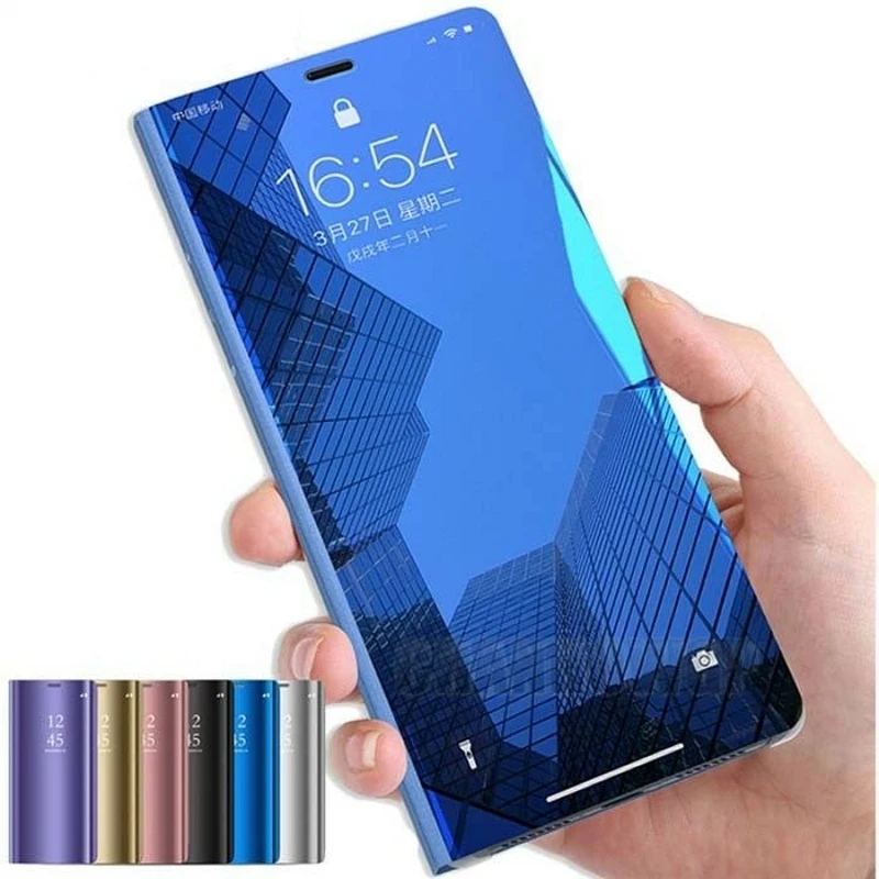 Зеркальный умный чехол для Vivo V15 plus из искусственной кожи с откидной крышкой и