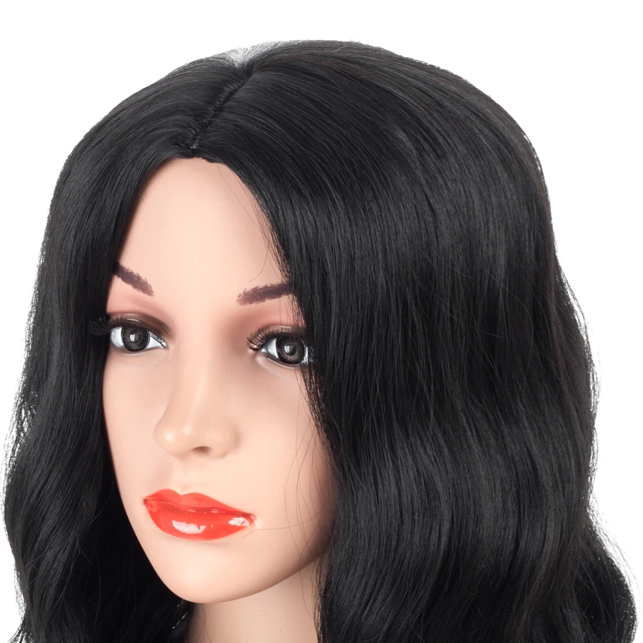 ELEGANT MUSES 16inch Synthetic None Lace Hair Black Color Short Bob Wig No Glueless Heat Resistant Body Wave Wigs For Women | Шиньоны и