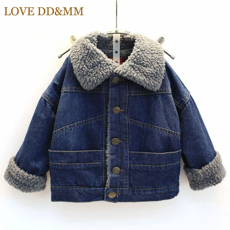 LOVE DD&MM Children's Clothing Coats Winter New Boys And Girls Stereo Cut Sheepskin Cashmere Tide Denim Thick Jacket | Детская