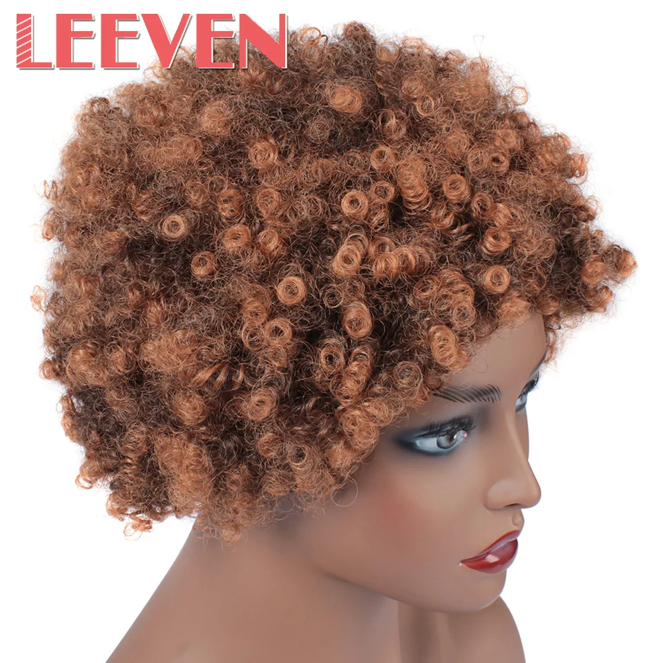 Leeven короткие волосы 6 &quotафро кудрявые синтетические парики черные коричневые