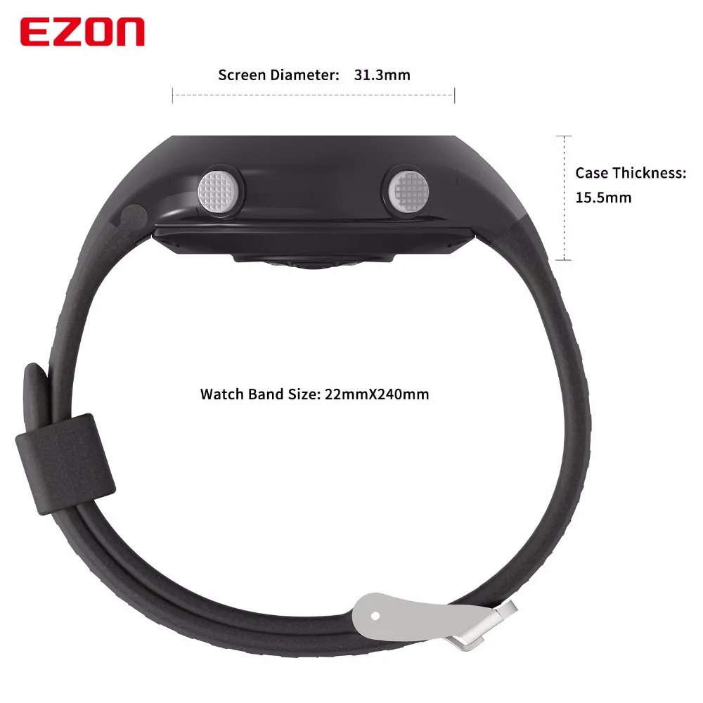 Умные часы EZON T043 с оптическим датчиком пульсометром фитнесом цифровым шагомером