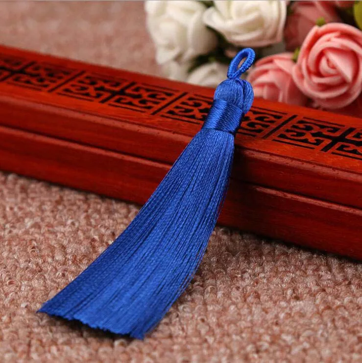 Blue x50PCS 50 шт. X 8 см бахрома отделка кисточки для Сделай Сам ремесла Ювелирные изделия шторы телефон одежда сумки подушки Закладка украшения ледяной шелк - Цвет: Blue x50PCS