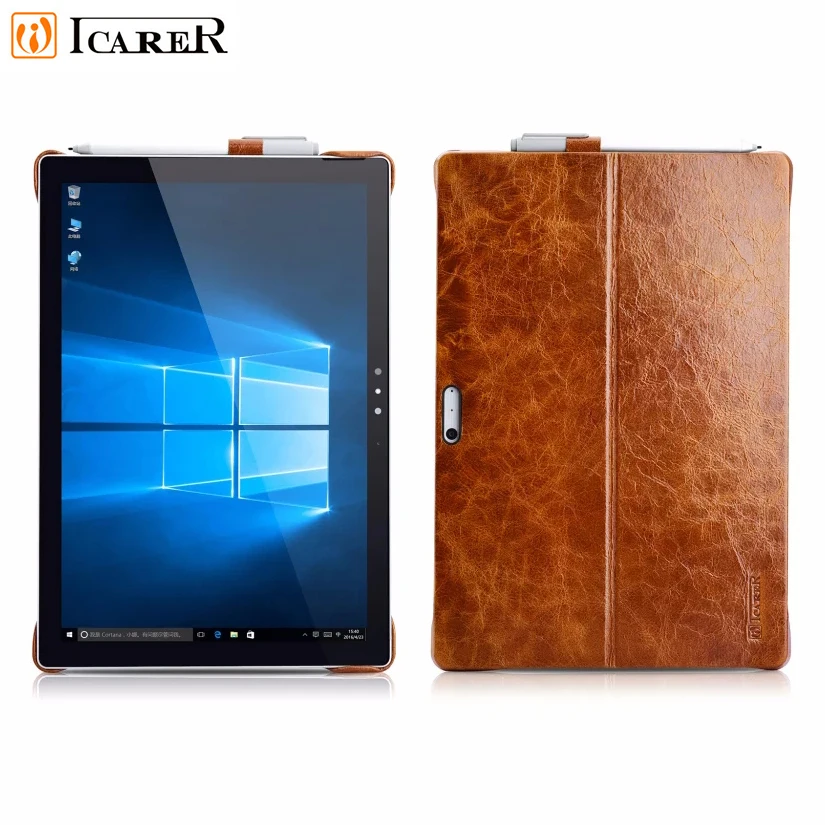 

Чехол из натуральной кожи Icarer для Surface Pro 8 7 6 5 4, чехол из вощеной кожи для Microsofe Surface Pro 8, чехол для задней панели