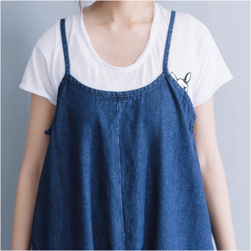 2019 Summer Women New Sleeveless Denim Dress Plus Size Vintage Blue Sexy Loose Female Jeans Vestidos Women'S 4XL 5XL | Женская