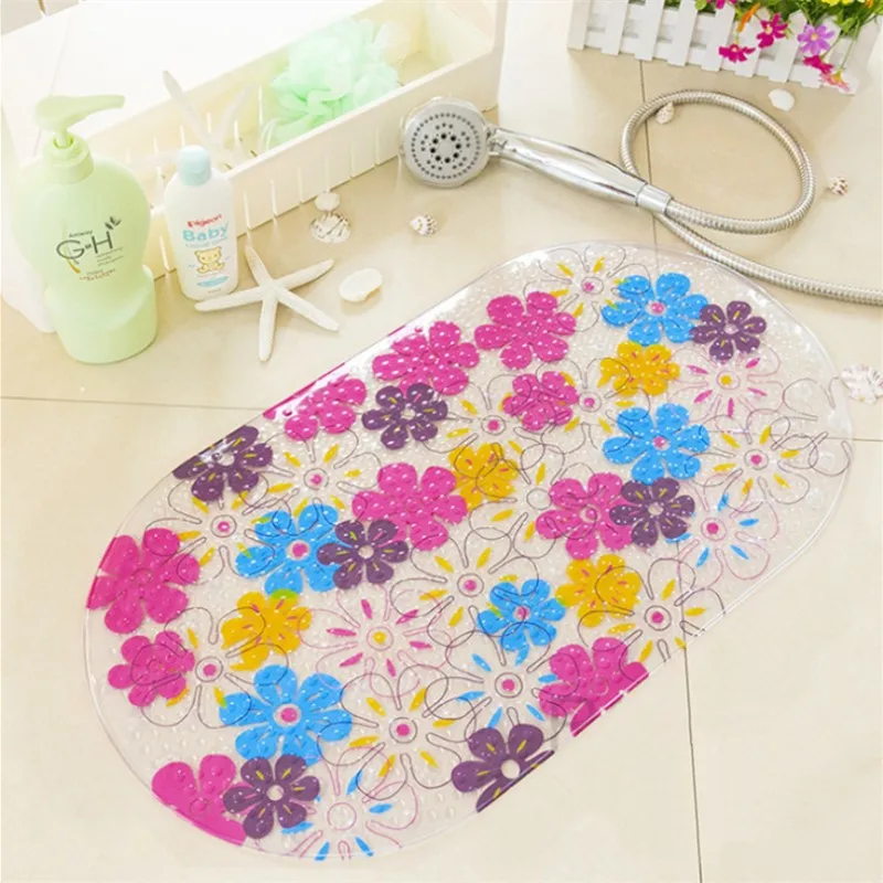 

High Quality Colorful Floral Dots PVC Non- Slip Bath Mat Bathtub Mat Shower Mat 69*38cm