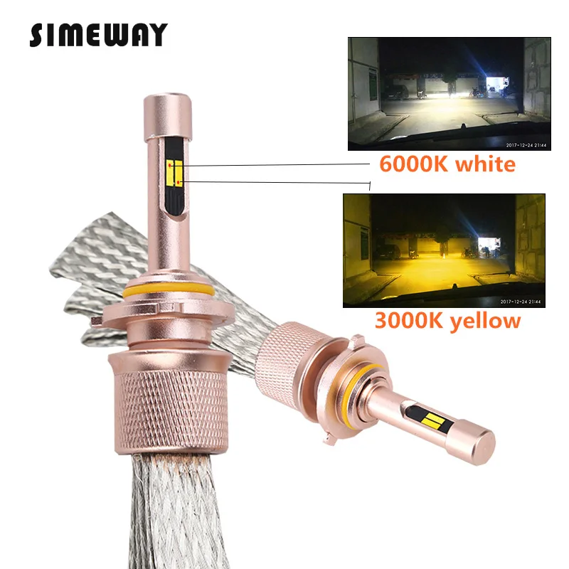 

Двухцветная Автомобильная фара H11, светодиодный трехцветный фонарь 90 Вт H1 H4 H7 H8 11000LM 3000K 4300K 6000K, автомобильная противотуманная фара 9005 9006 9012 H3 12 В, лампа