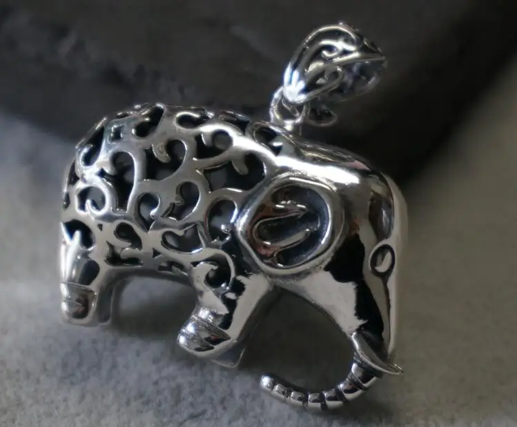 Серебряные ювелирные изделия серебряный Винтажный кулон в виде слона полый