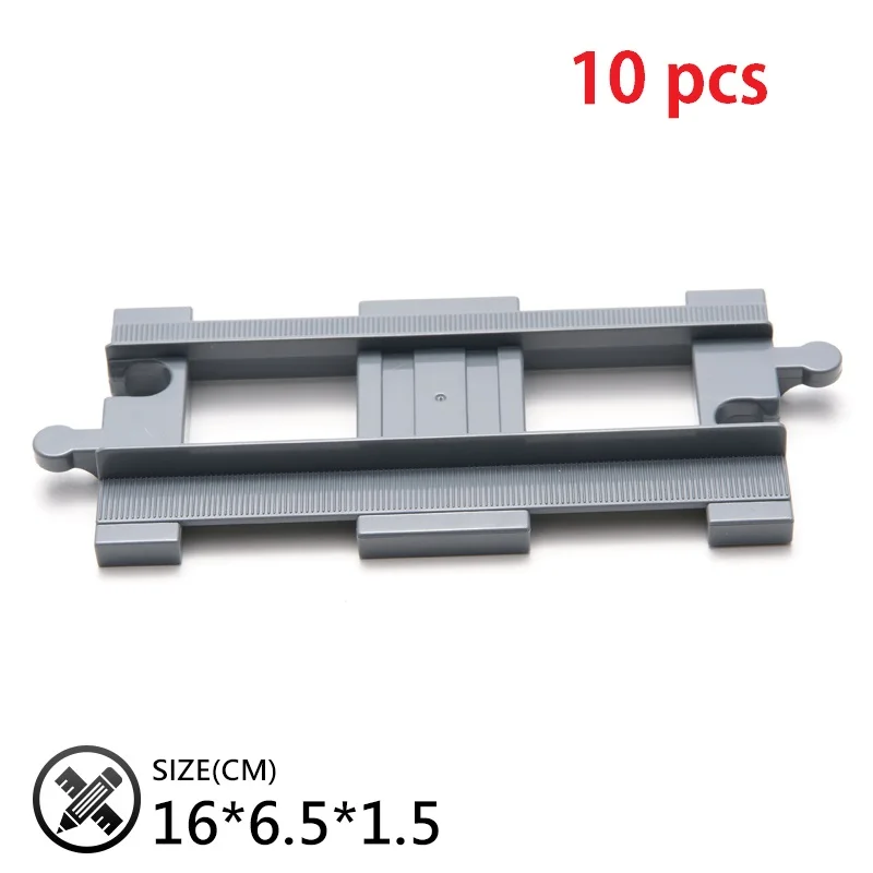 10pcs Straight-track Железнодорожный транспорт собрать большие строительные блоки трек набор совместимые Duploes железнодорожные кирпичи домашние интерактивные игрушки для детей подарок - Цвет: 10pcs Straight-track