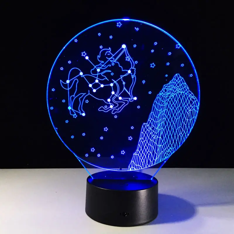 3D лампа Стрелец двенадцать созвездий светодиодсветодиодный декоративная