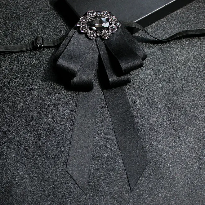 Rhinestone Bow tie Британский мужской женский Шелковый атласный бант из ленты, галстук-платок, роскошный галстук для жениха, бизнес, Свадебная вечеринка, сплав, кристаллы, стразы, галстук-бабочка - Цвет: Rhinestone Bow tie