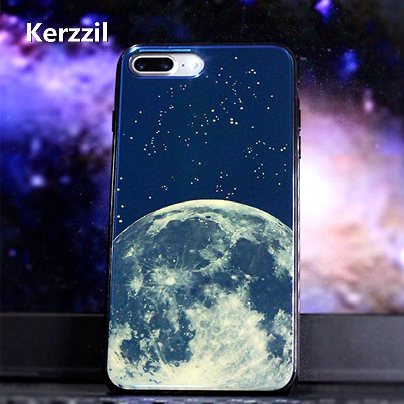 Kerzzil Moon Blue-ray Star moon Case For iphone6 7Planet Stars Cover Soft Silicone Phone Cases iphone 7 6 6S 8 PLus |