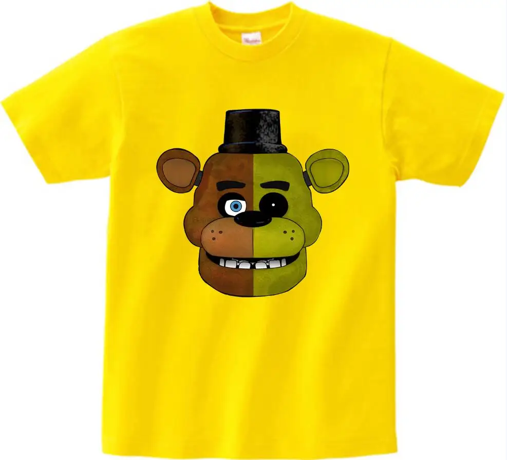 yellow childreTshirt Футболка для мальчиков летняя детская футболка с принтом «пять ночей с Фредди» FNAF Детская одежда Одежда для девочек с принтом «Фредди 2» Футболки с рисунками - Цвет: yellow childreTshirt