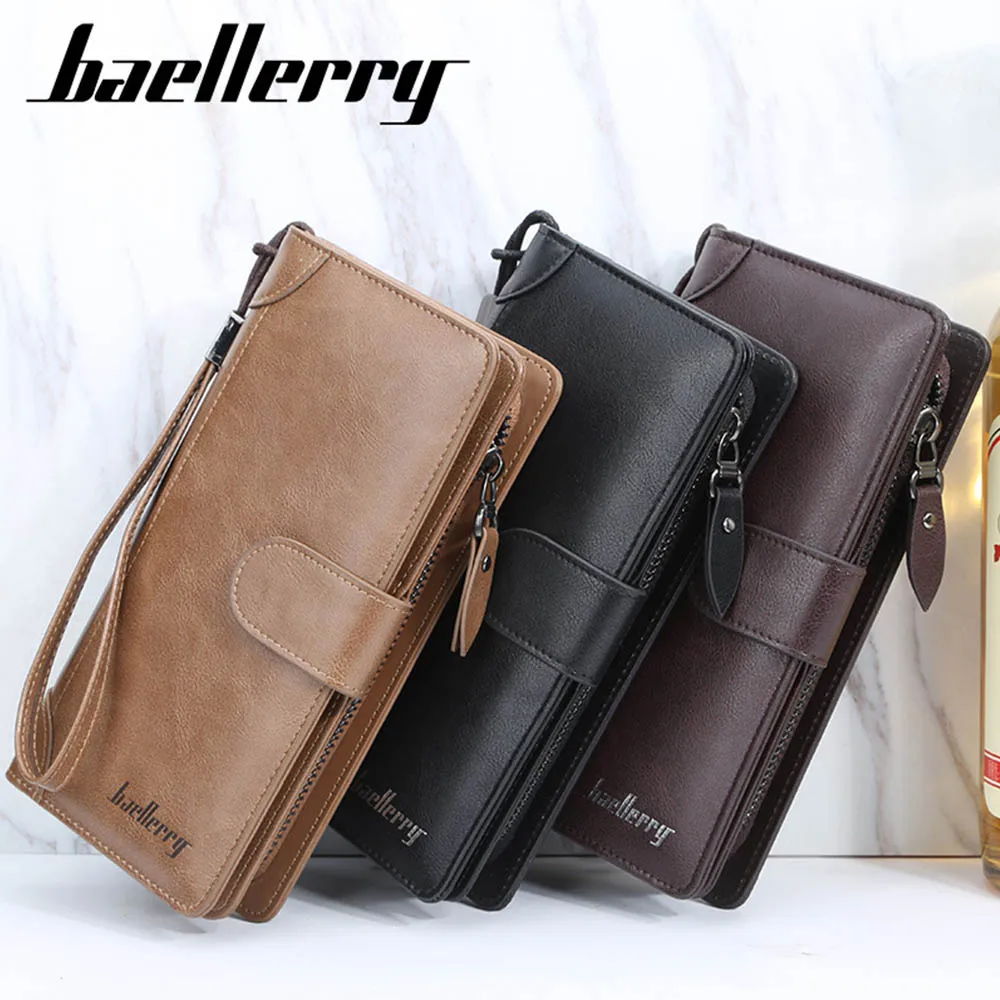 Длинные кошельки Baellerry для мужчин стильные мужские бумажники на молнии