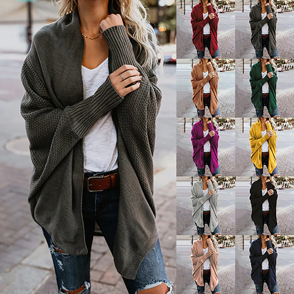 

Casual Long Sleeve Knitted Sweater Women Warm Winter Long Sweater Oversize Loose Open Front Sweater Coat Casaco Feminino