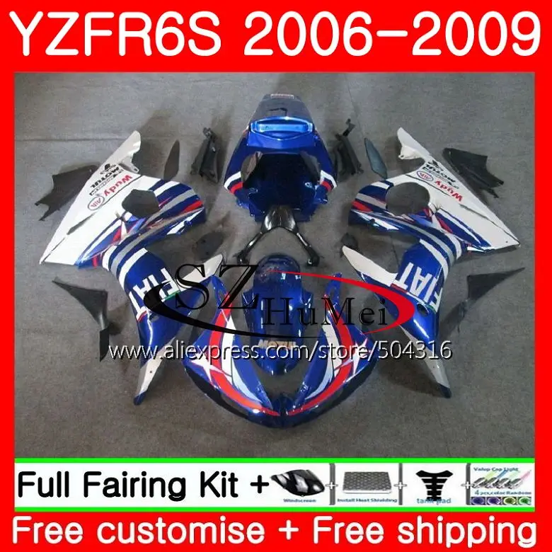

Корпус для YAMAHA YZF R6 S YZF-R6S 06 09 кузов 61SH13 YZFR6S 06 07 08 09 синий белый blk YZF R6S 2006 2007 2008 2009 обтекатели
