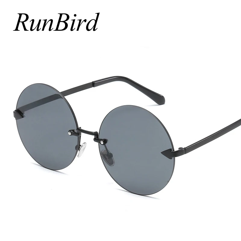 RunBird Ретро стиль Круглый без оправы солнцезащитные очки для женщин супер