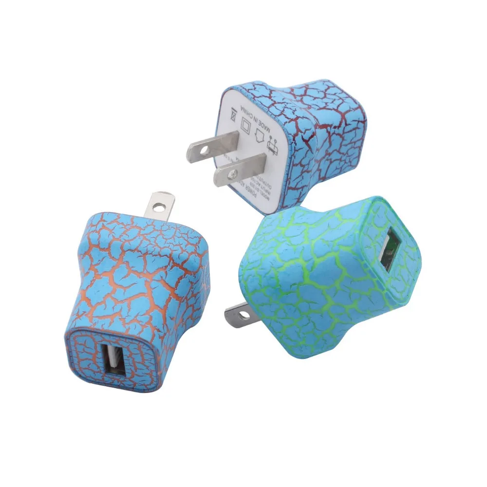 Светодиодный трещины стиль светящийся USB зарядное устройство вилка AC