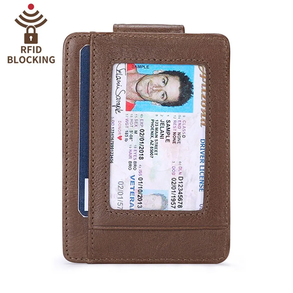 

2020 new men's leather wallet business card holder bank card crazy horse pickup bag ultra-thin leather credit card holder