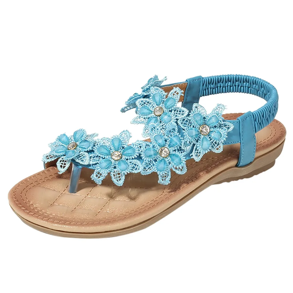 Сандалии SAGACE женские с цветами Пляжная удобная обувь в богемном стиле на плоской