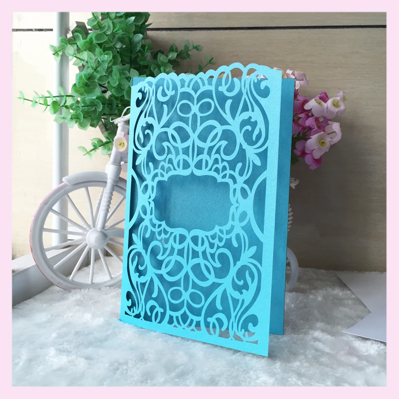 

50pcs Rustic laser cut Wedding Party dinner Invitation cover Card wedding wishing well card bridal shower greeting card