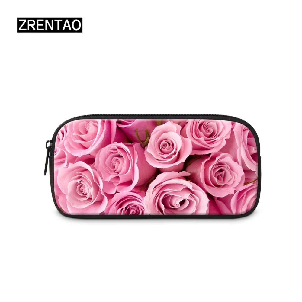 Чехол для карандашей большой емкости с цветочным 3D рисунком|cosmetic case|floral pencil casegirls