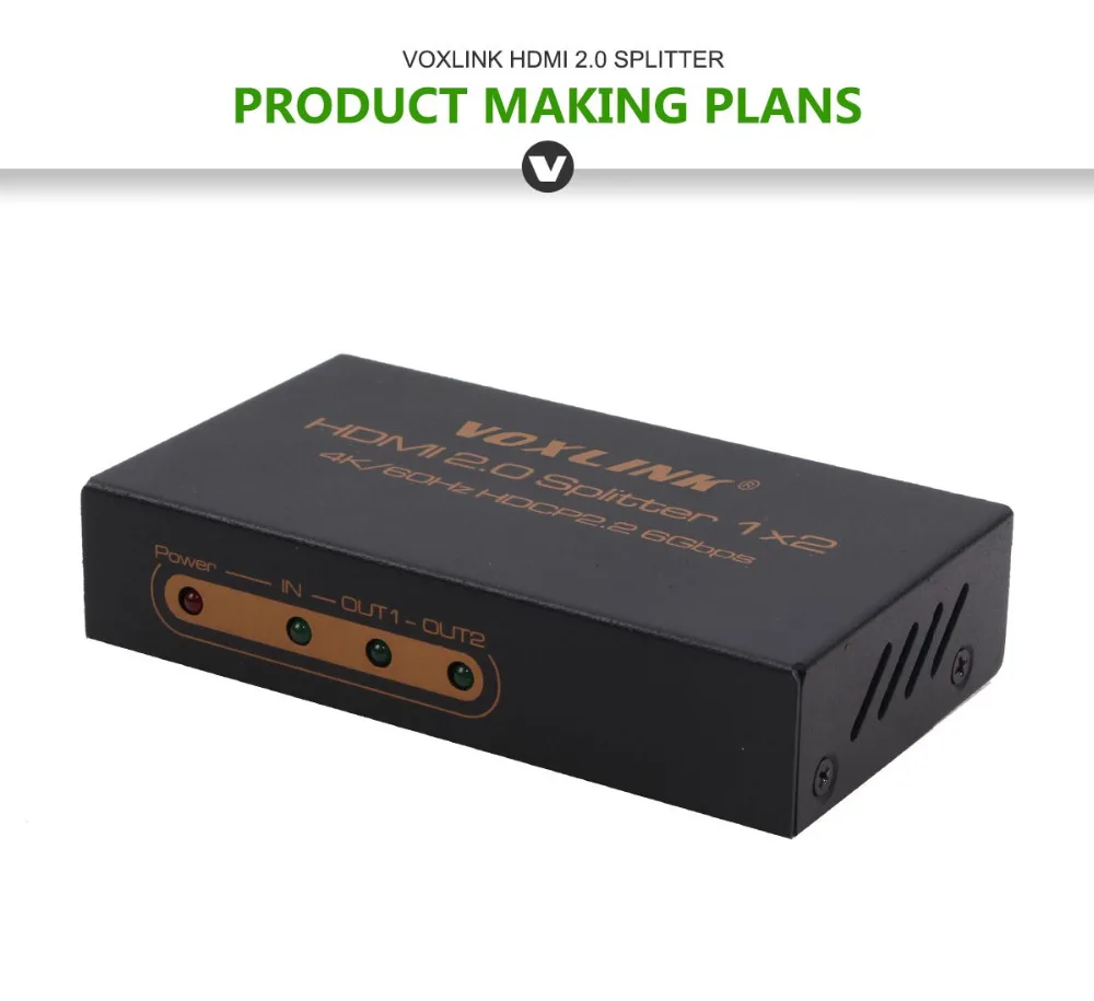 Voxlink HDMI 2.0 Splitter 1x2 1080 P 4 К x 2 К/60 Гц Switcher 1 в из Поддержка hdcp2.2 3D для ПК DVD stb|splitter 1x2|hdmi