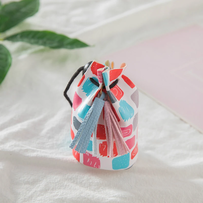 50PCS / LOT Girl Coin Bag Cute Printing Women Drawstring Purse Mini Chain PU Headphone Storage Wholesale | Багаж и сумки