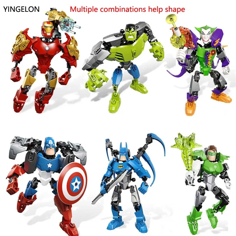ПВХ аниме Marvel DIY строительные блоки игрушки Мстители Человек-паук Фигурки