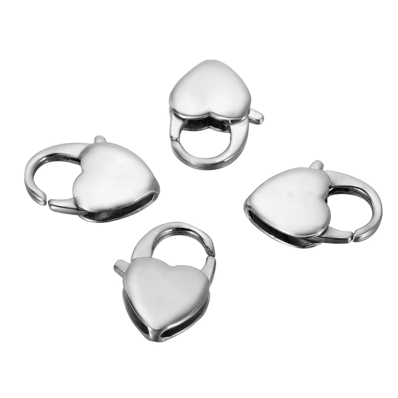 Hot Sale Fashion Jewelry Findings Stainless Steel Lobster Clasp 3PCs Fine Heart Shape For Making 16mmx11mm | Украшения и