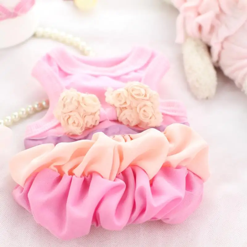 Шифоновое платье принцессы с кружевным бантом и лентой для девочек Одежда собак