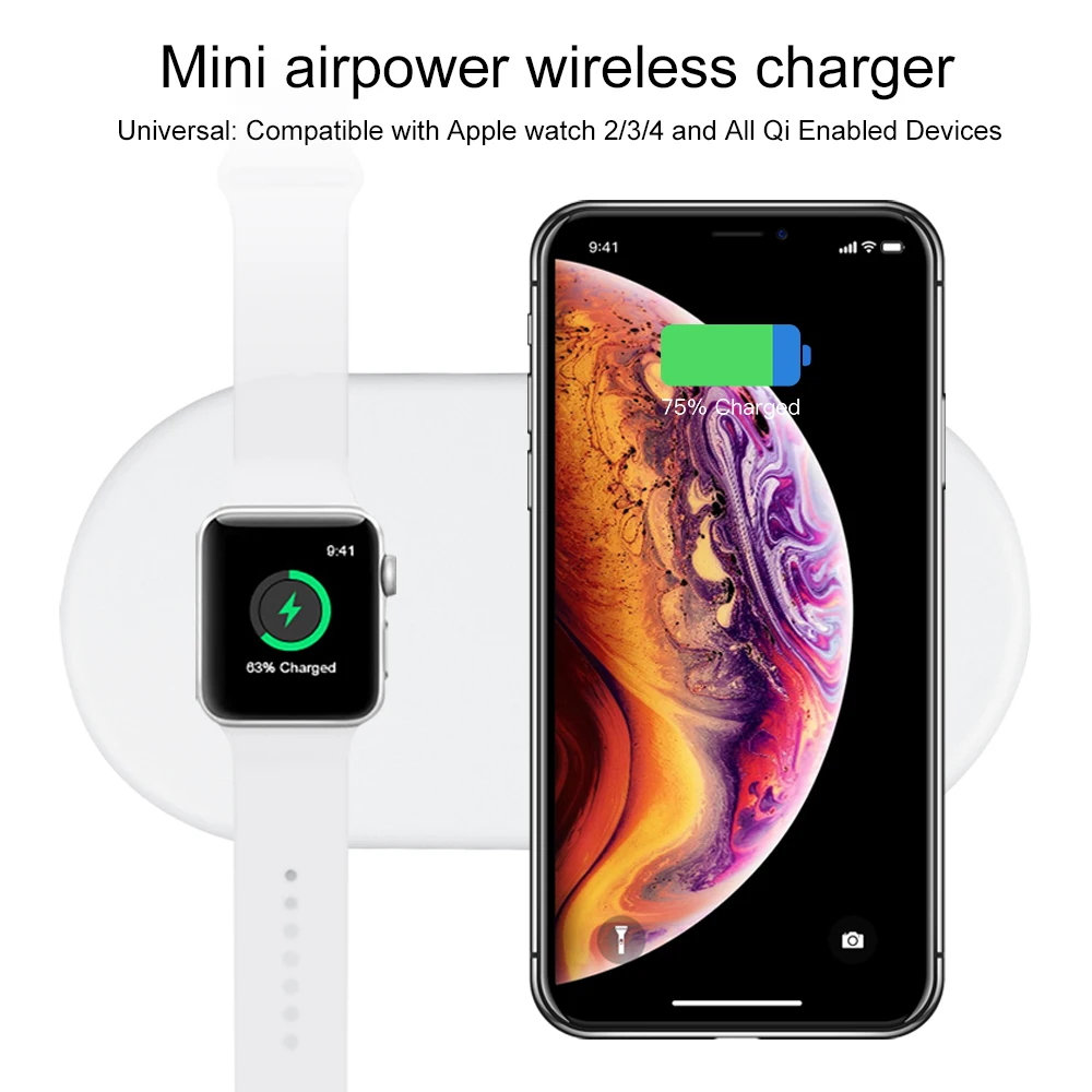 Беспроводное зарядное устройство Ascromy QI 7 5 вт для iWatch Apple Watch 4 3 2 iPhone XS Max XR X 8 Plus Samsung